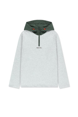 Matin Kim - Color Block Hoody Quarter Zip Up (Light Grey) product image 1 | TRAB K-Fashion Australia