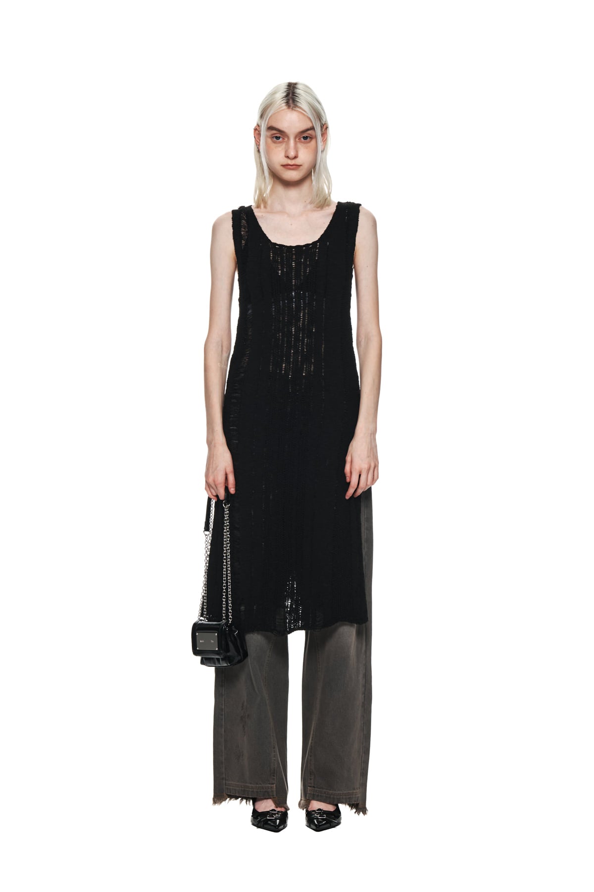 Matin Kim - Stripe Chunky Knit Dress (Black) product image 5 | TRAB K-Fashion Australia