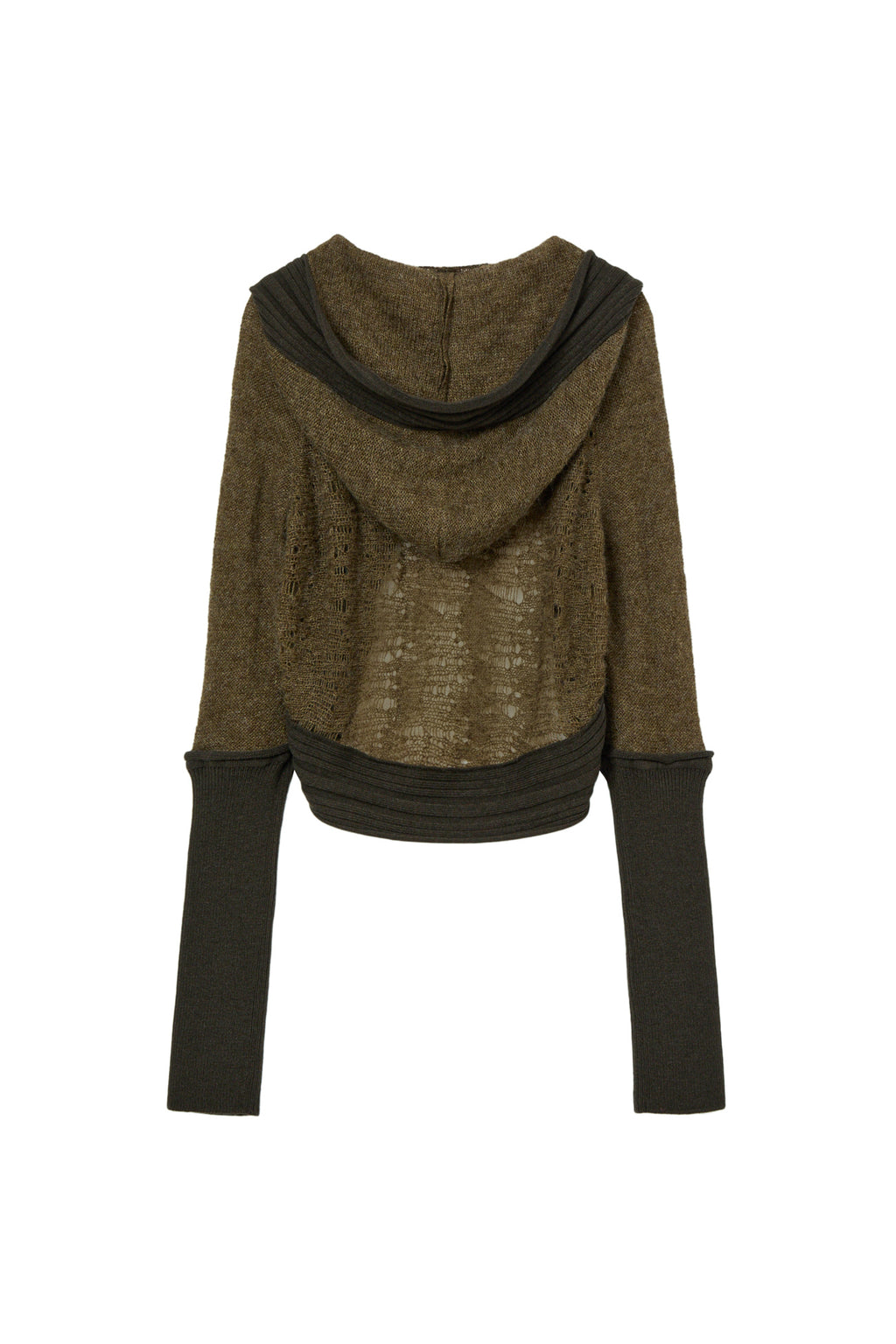 Deinet - Distressed Sleeve Warmer Bolero Knit (Khaki) product image 2 | TRAB K-Fashion Australia
