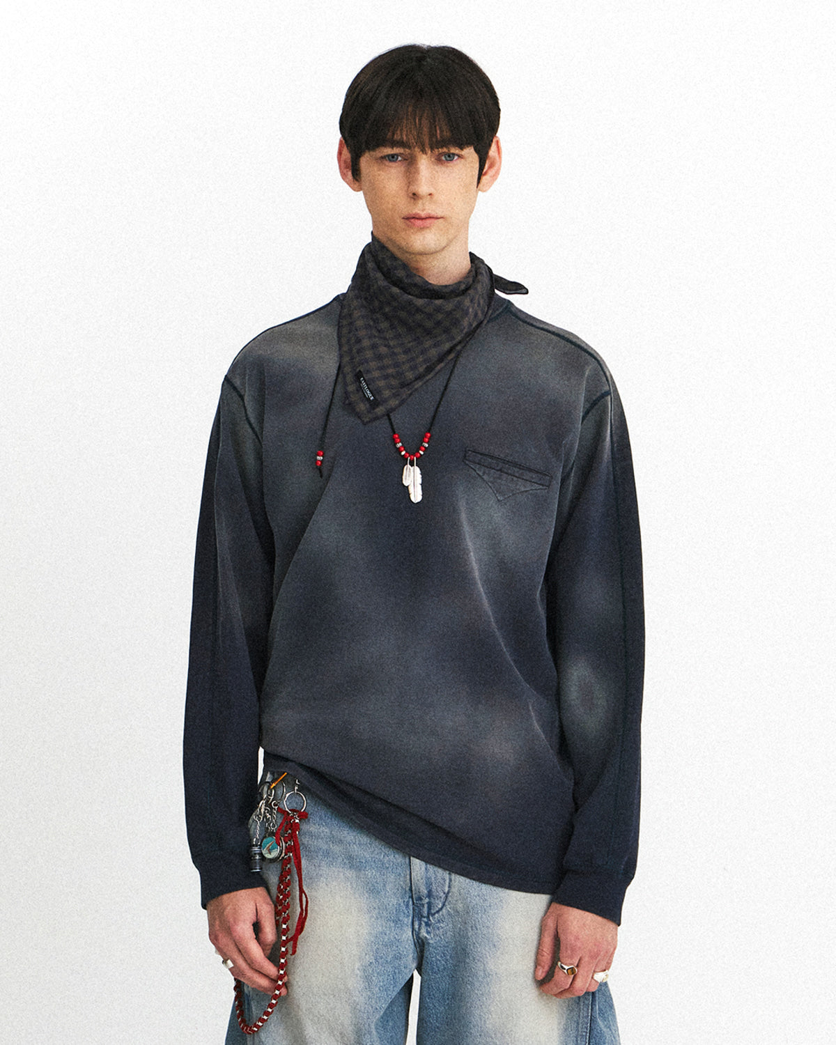 Eastlogue - Bleached Cpo L.s T-shirts (Navy) product image 2 | TRAB K-Fashion Australia