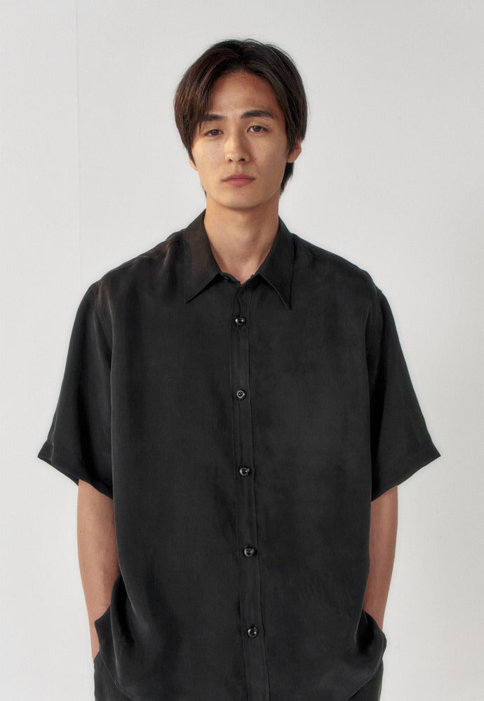 Art if acts - Cupro Camp Shirt (Black) product image 1 | TRAB K-Fashion Australia