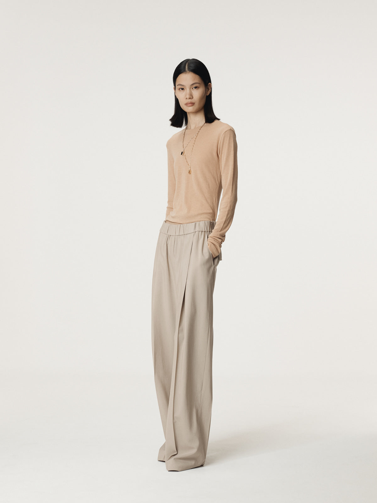Recto - Banding Waist Wide Pants (Sepia Beige) product image 3 | TRAB K-Fashion Australia