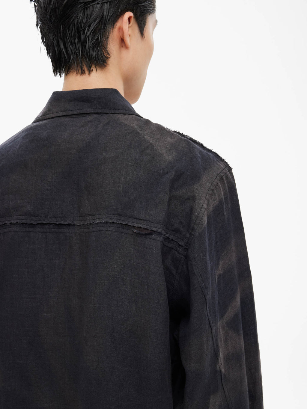 Jiyong Kim - Sun-Bleached Raw Edged Shirt (Black) product image 6 | TRAB K-Fashion Australia