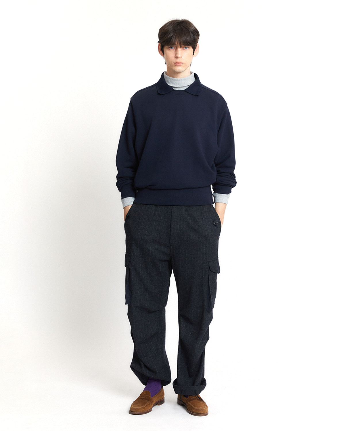 Eastlogue - Combat Easy Pants (Grey Chalk Stripe) product image 1 | TRAB K-Fashion Australia