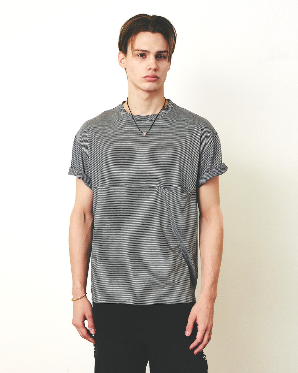 Eastlogue - Modified One Pocket T-shirts (Black & White Stripe) product image 5 | TRAB K-Fashion Australia