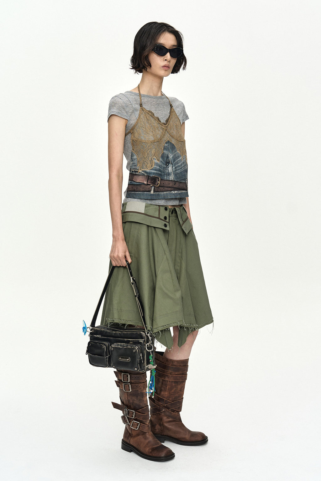 Andersson Bell - Upside-Down Asymmetric Skirt (Khaki) product image 3 | TRAB K-Fashion Australia