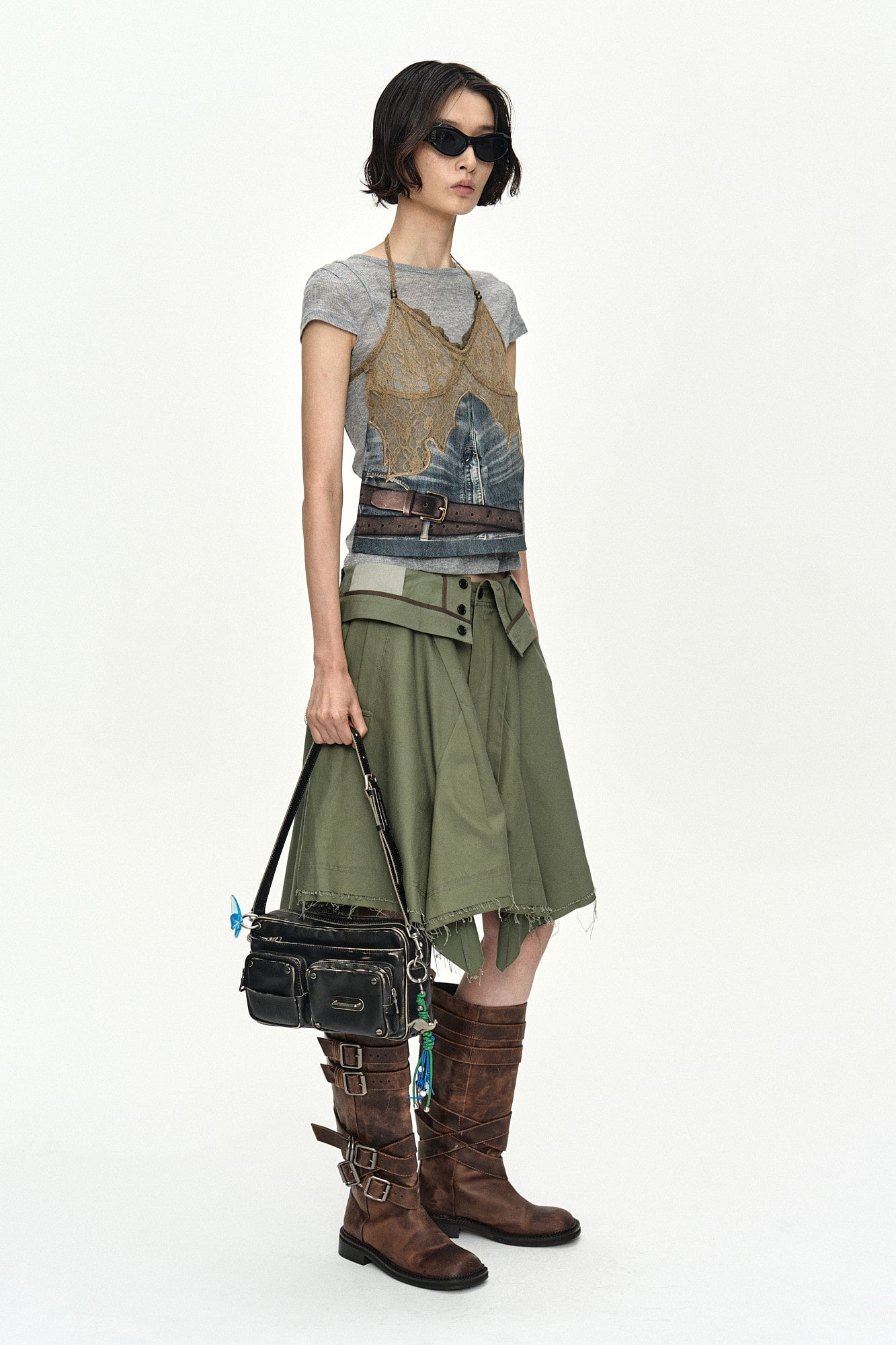 Andersson Bell - Upside-Down Asymmetric Skirt (Khaki) product image 3 | TRAB K-Fashion Australia