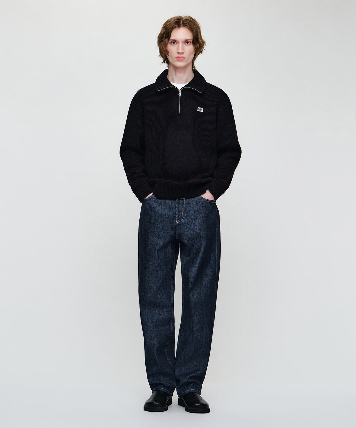 Marithe & Francois Girbaud - Small Classic Logo Oversized Half Zip-up Knit (Black) product image 5 | TRAB K-Fashion Australia