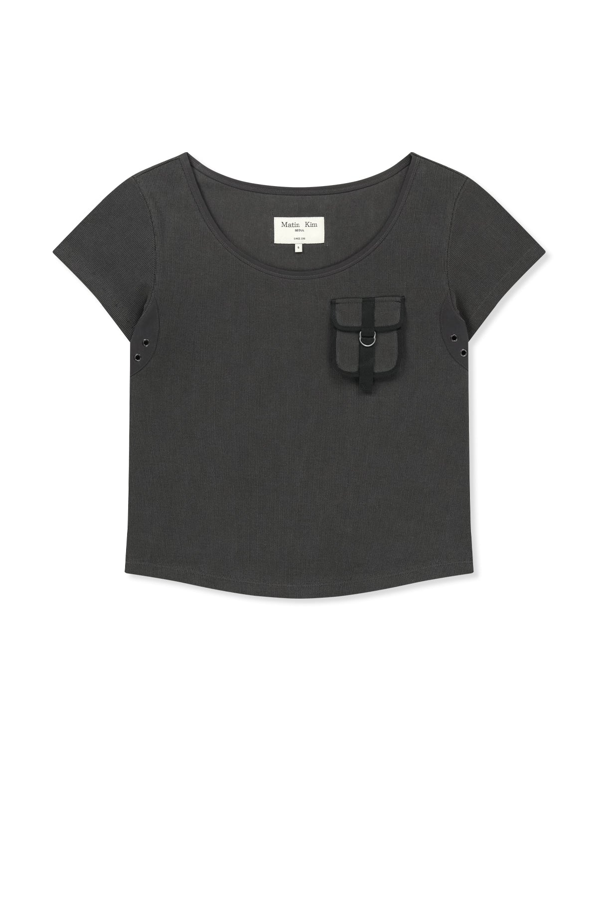 Matin Kim - Pocket Point Slim Fit Top (Charcoal) product image 1 | TRAB K-Fashion Australia