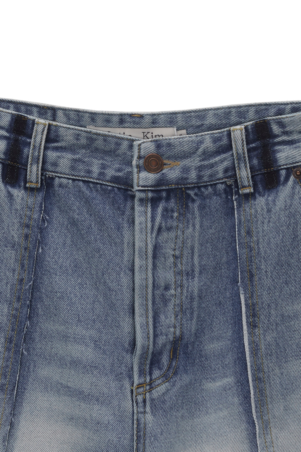 Matin Kim - Washed Half Denim Pants (Blue) product image 3 | TRAB K-Fashion Australia