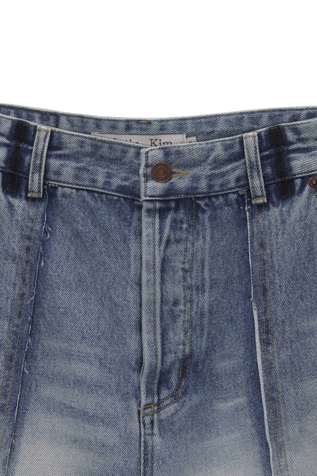 Matin Kim - Washed Half Denim Pants (Blue) product image 3 | TRAB K-Fashion Australia