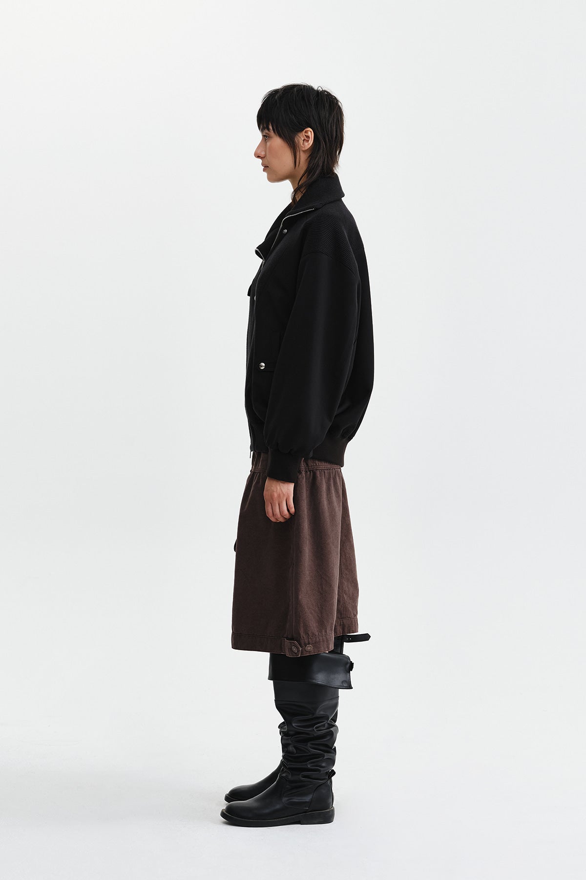 Matin Kim - Asymmetric Knit Panel Jumper (Black) product image 7 | TRAB K-Fashion Australia