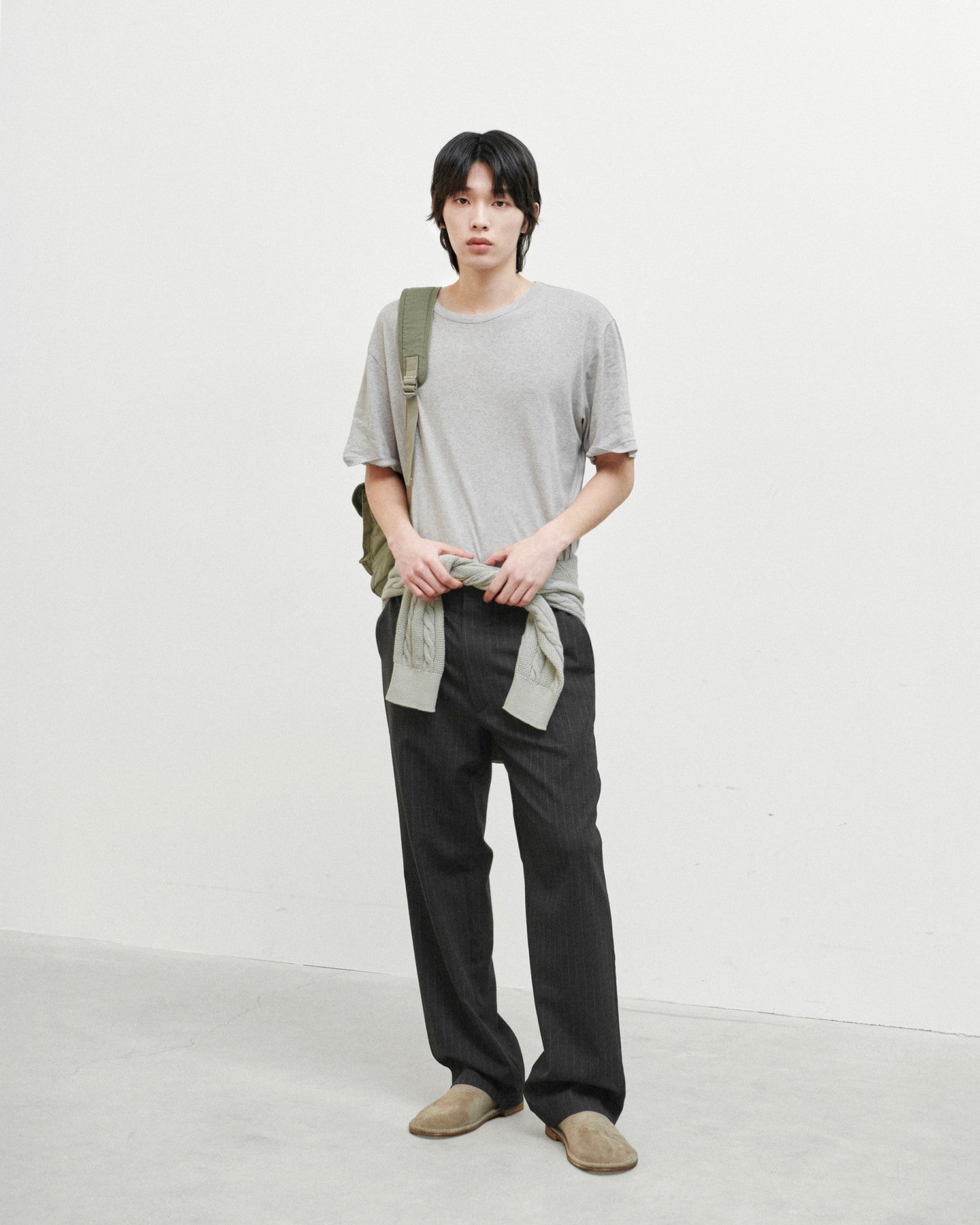 Brownyard - Essential Wool Trouser (Charcoal Stripe) product image 1 | TRAB K-Fashion Australia