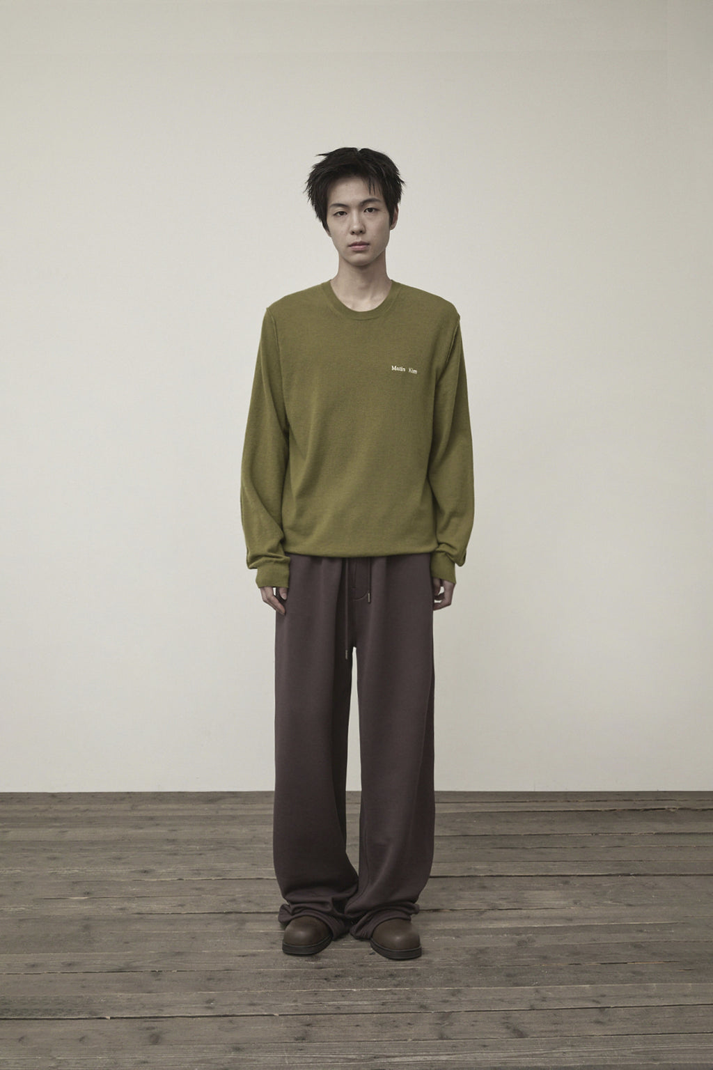 Matin Kim - Cashmere Blended Round Knit Pullover (Olive) product image 10 | TRAB K-Fashion Australia