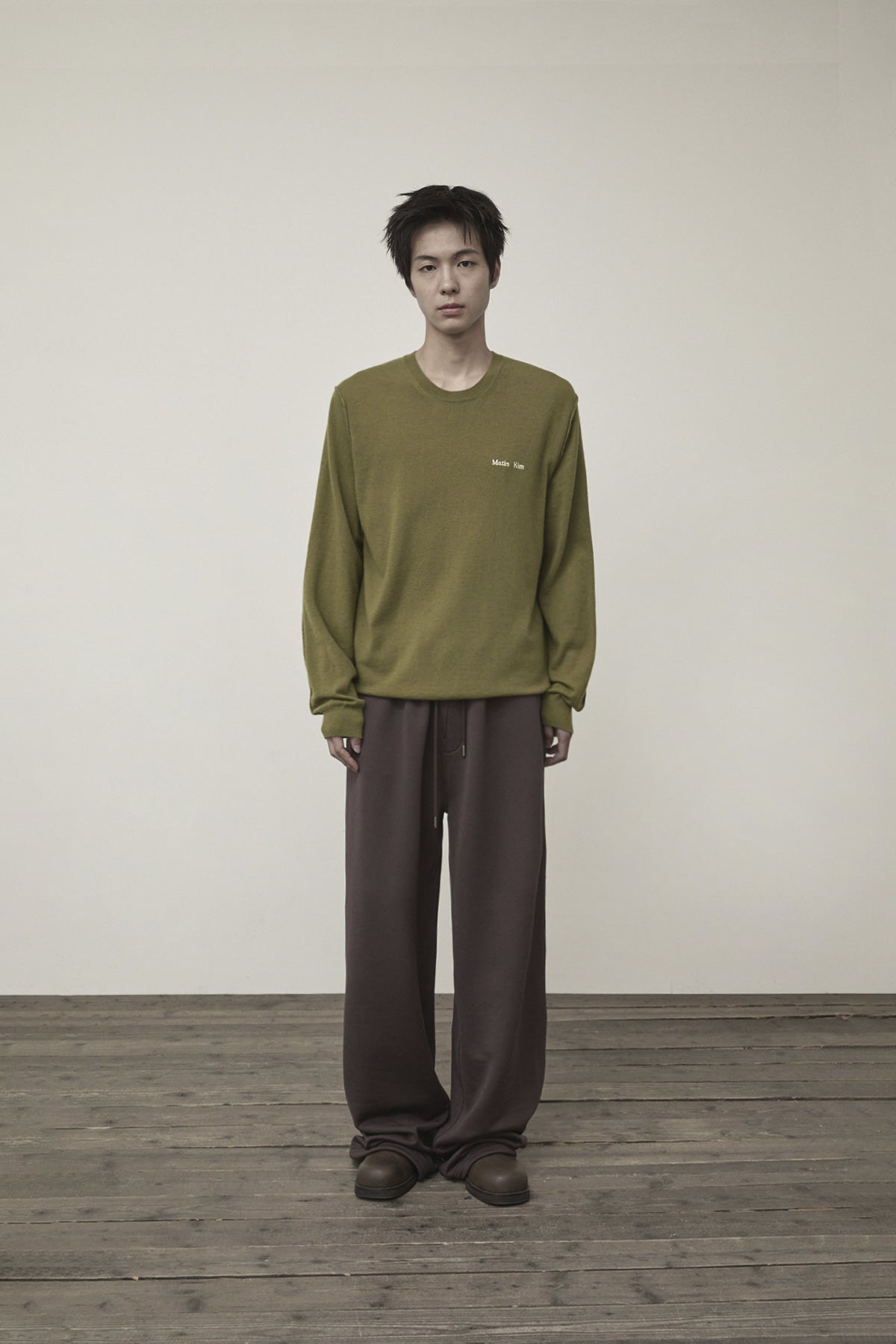 Matin Kim - Cashmere Blended Round Knit Pullover (Olive) product image 10 | TRAB K-Fashion Australia