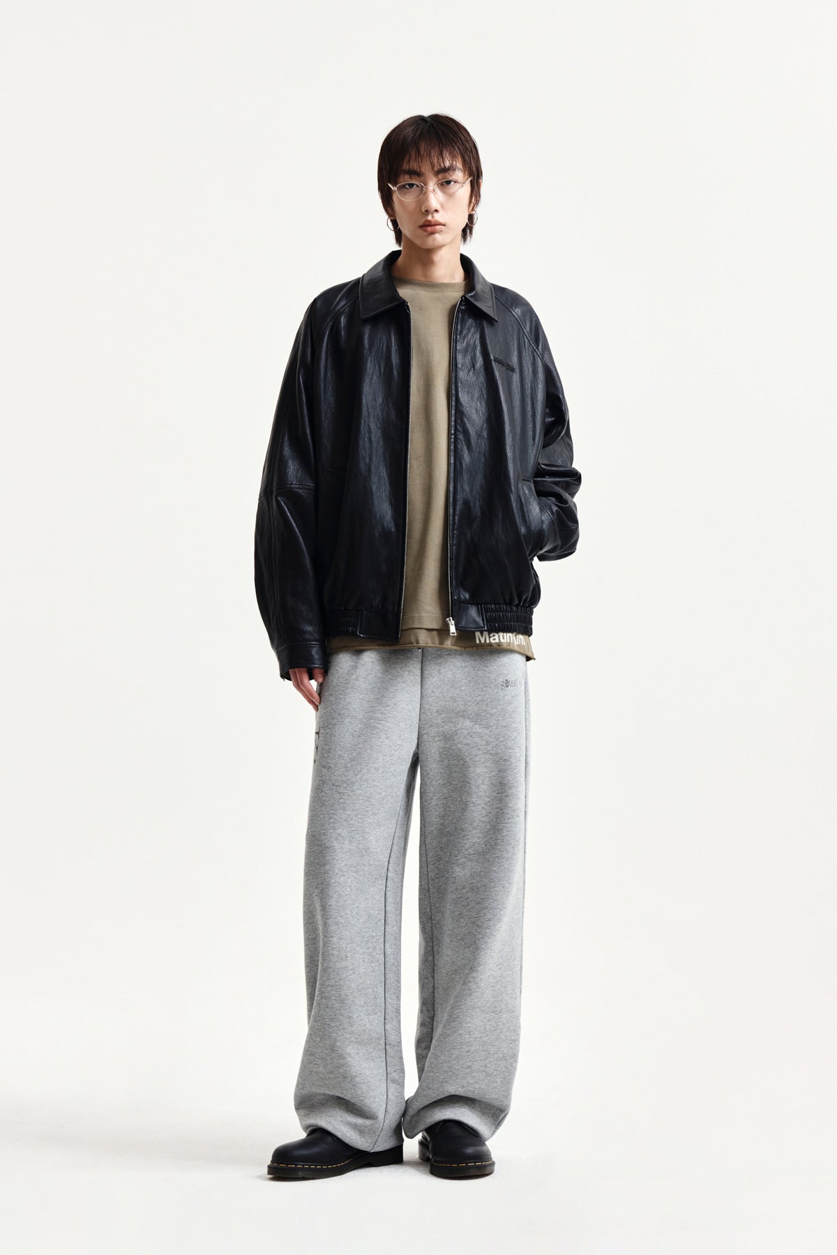 Matin Kim - Small Logo Quilted Faux Leather Zip Up Jumper (Black) product image 15 | TRAB K-Fashion Australia