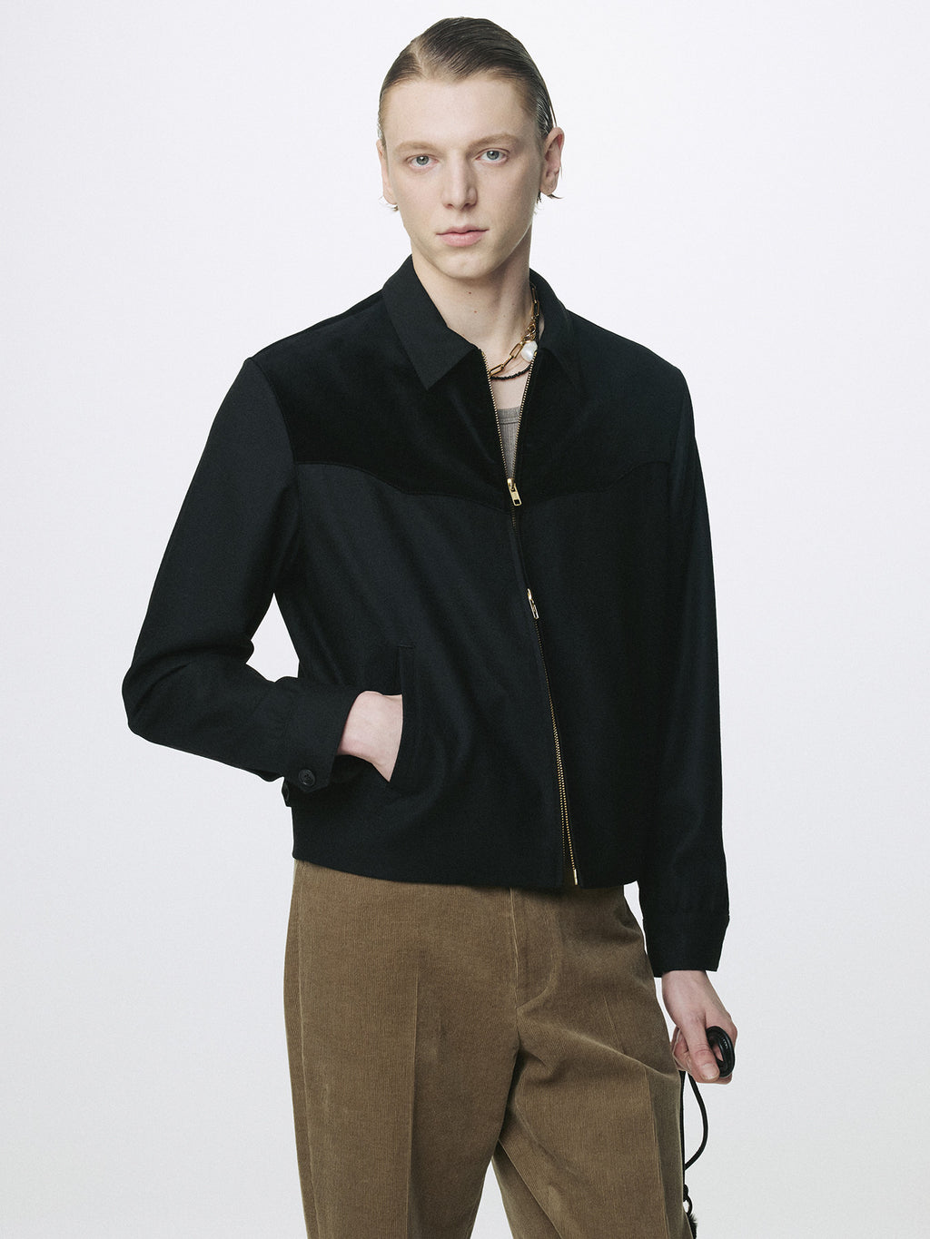 Tonywack - Wool Velvet Trimmed Blouson Jacket (Black) product image 5 | TRAB K-Fashion Australia