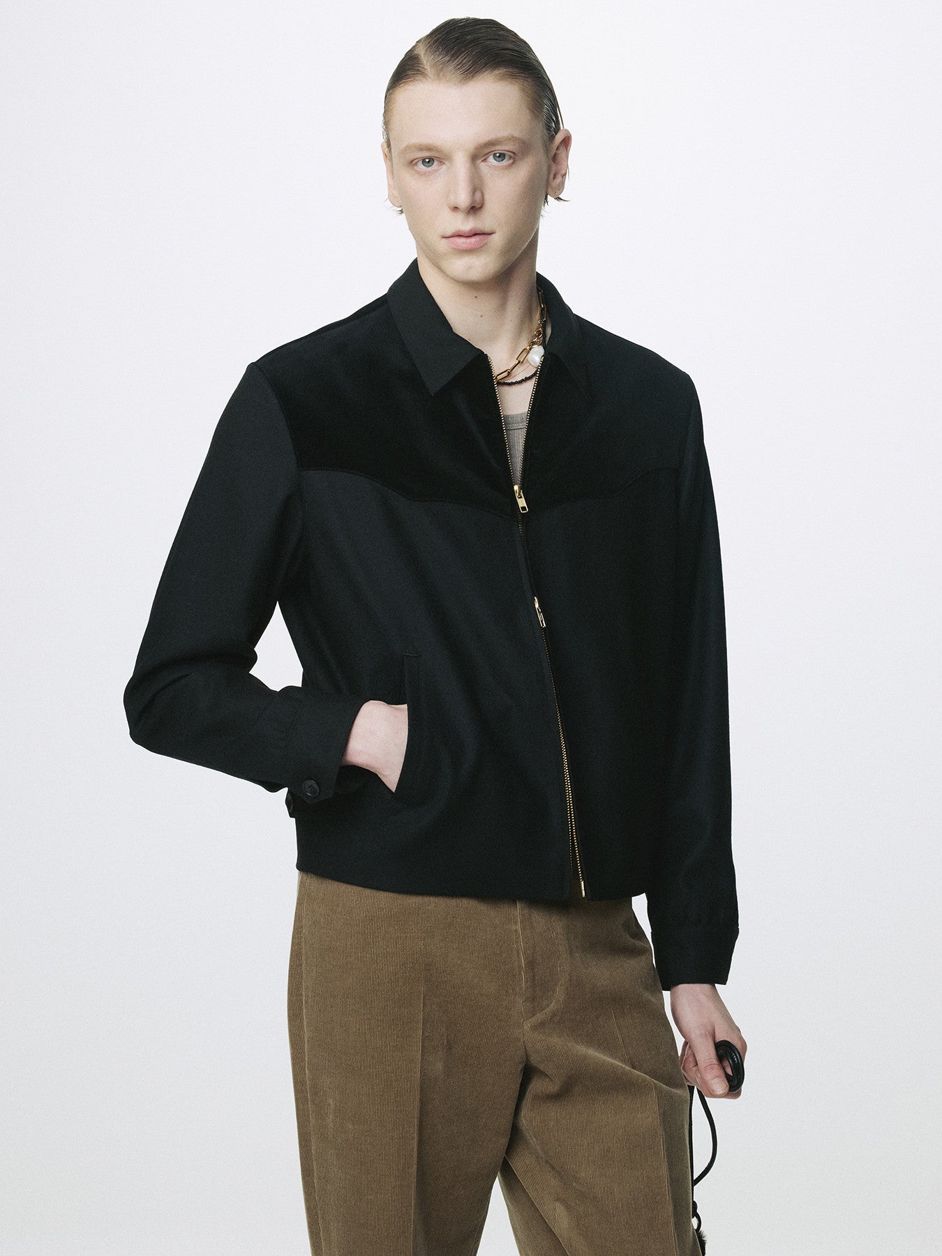 Tonywack - Wool Velvet Trimmed Blouson Jacket (Black) product image 5 | TRAB K-Fashion Australia