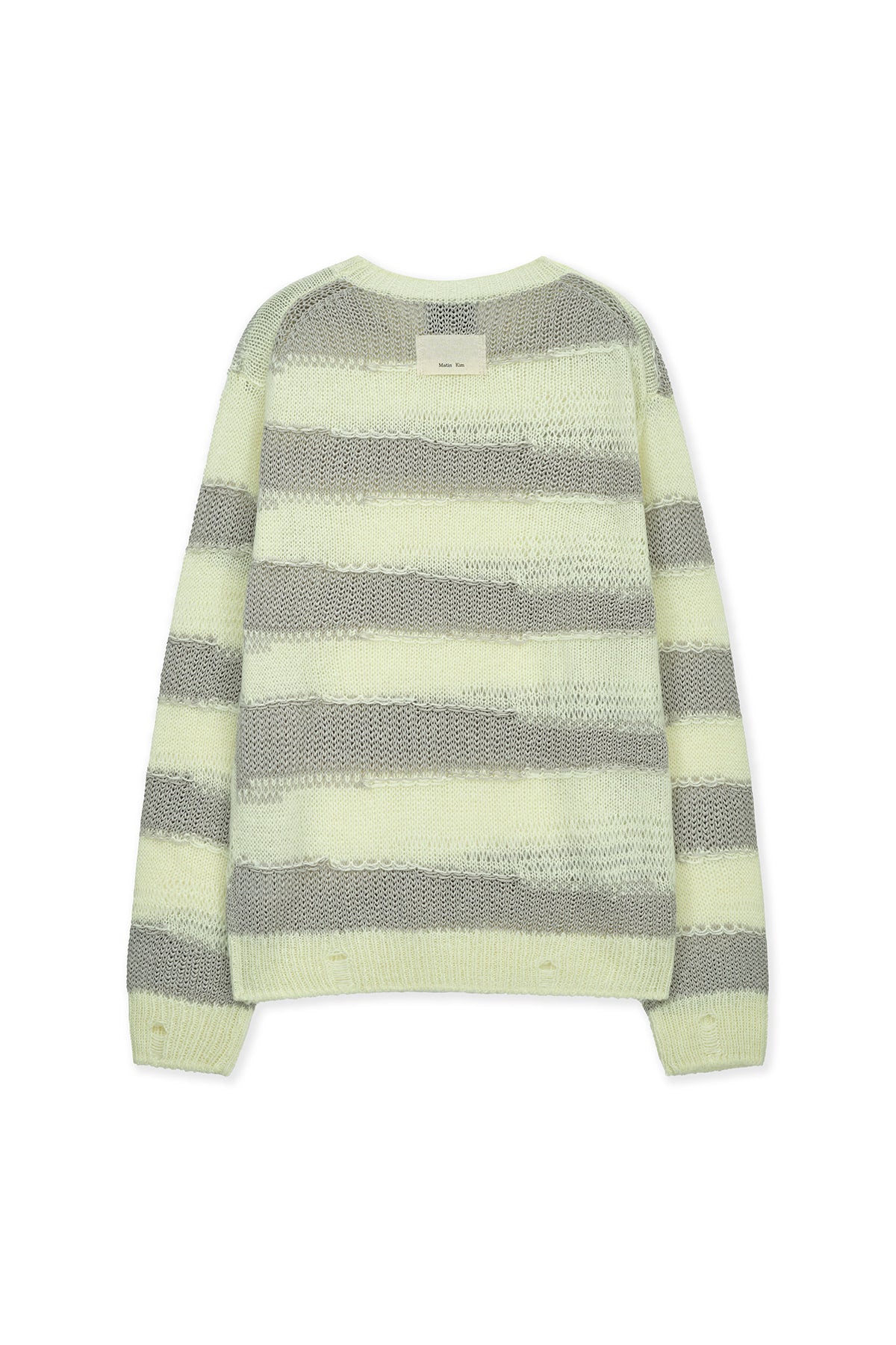 Matin Kim - Texture Block Stripe Knit Pullover (Light Yellow) product image 2 | TRAB K-Fashion Australia