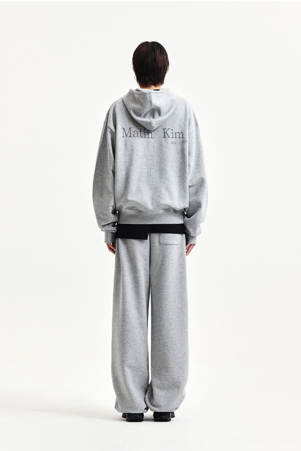 Matin Kim - Back Logo Essential Hoody Zip Up (Grey) product image 13 | TRAB K-Fashion Australia