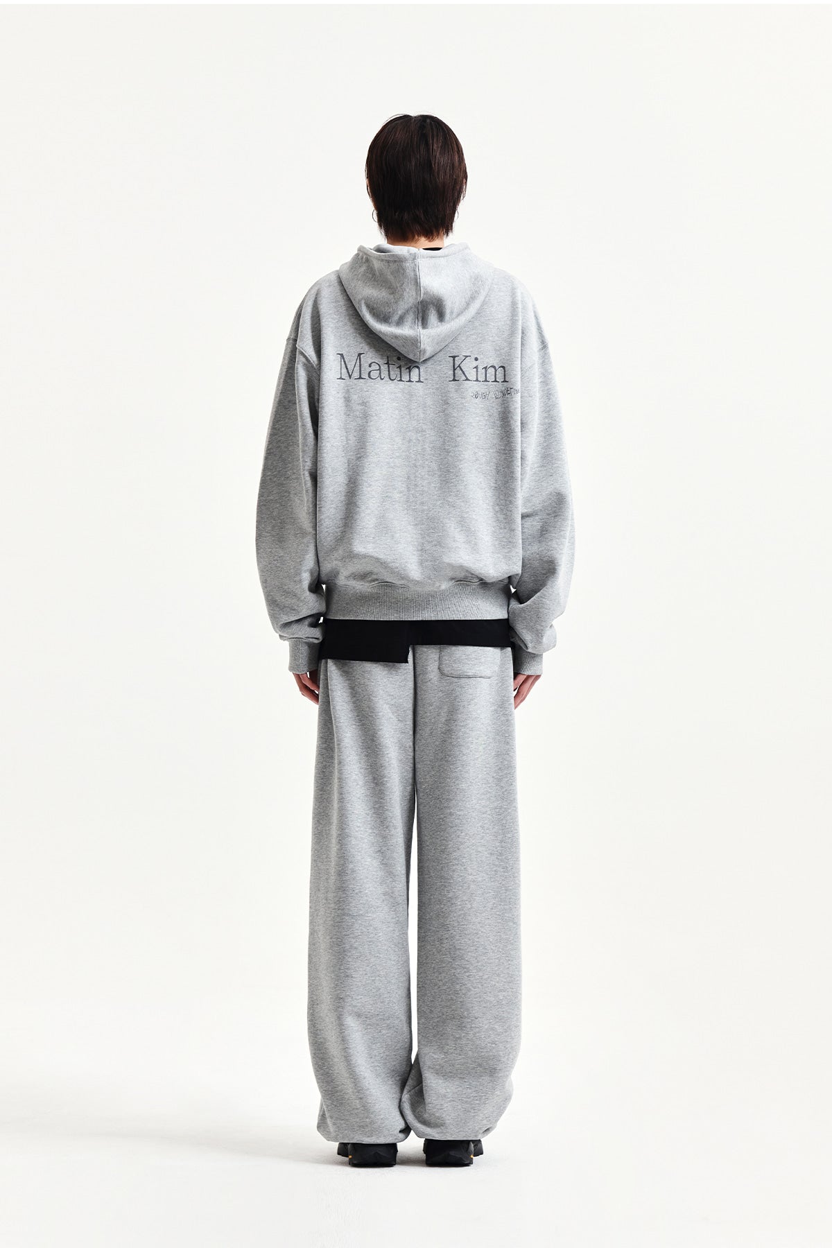 Matin Kim - Back Logo Essential Hoody Zip Up (Grey) product image 13 | TRAB K-Fashion Australia