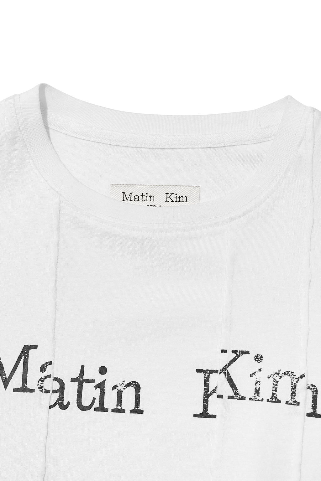 Matin Kim - Unbalance Typo Logo Crop Top (White) product image 3 | TRAB K-Fashion Australia