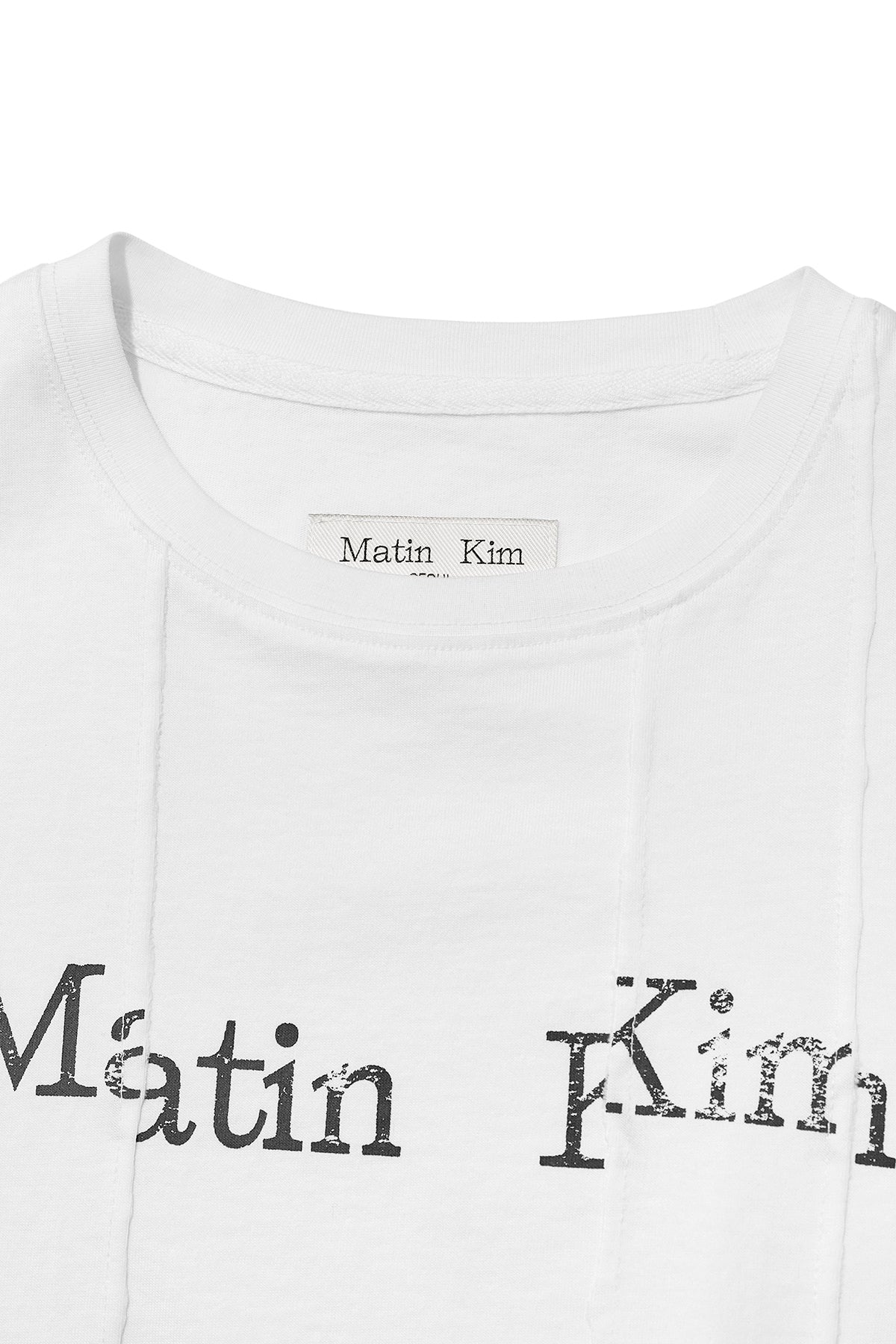 Matin Kim - Unbalance Typo Logo Crop Top (White) product image 3 | TRAB K-Fashion Australia