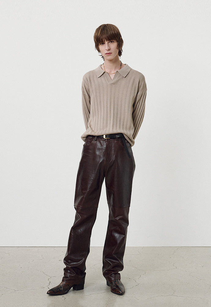 Tonywack - Merino Wool Open Collar Sweater (French Beige) product image 1 | TRAB K-Fashion Australia