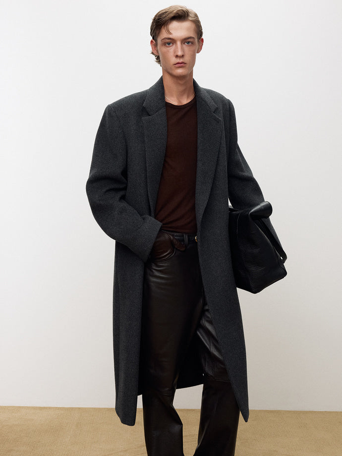 Tonywack - Wool And Cashmere Tailored Wrap Coat (Dark Grey) product image 6 | TRAB K-Fashion Australia