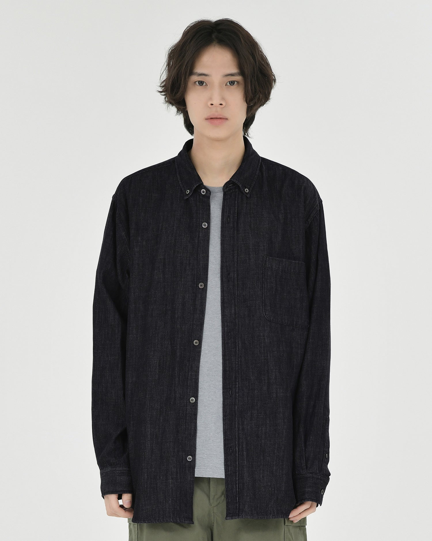 Brownyard - Button Down Denim Shirt (Black) product image 1 | TRAB K-Fashion Australia