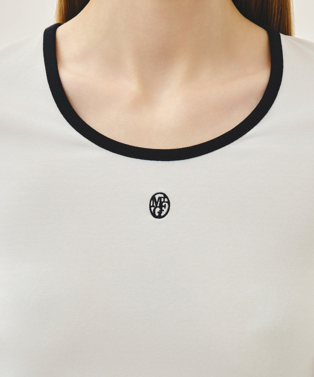 Marithe & Francois Girbaud - Deep Neck Ringer Tee (White) product image 4 | TRAB K-Fashion Australia