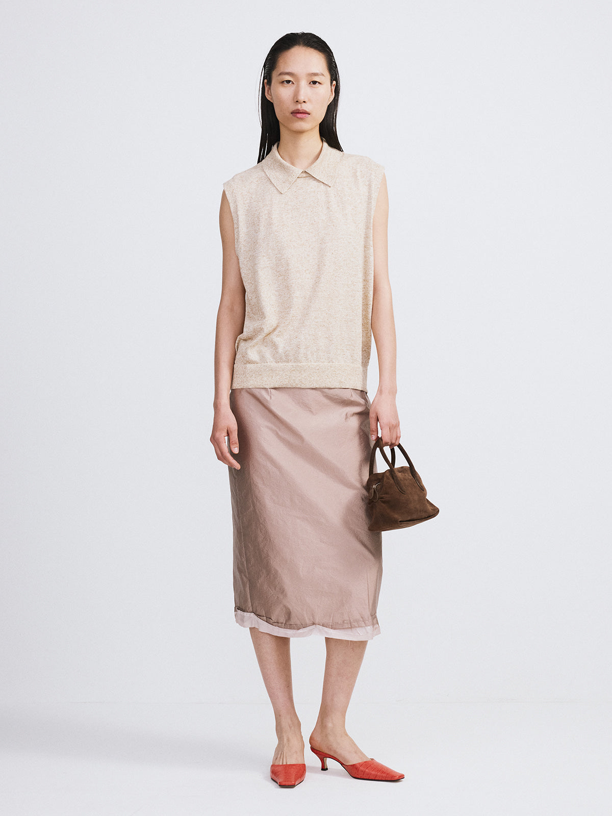 Recto - Linen Blend Polo Knit Vest (Oatmeal) product image 2 | TRAB K-Fashion Australia