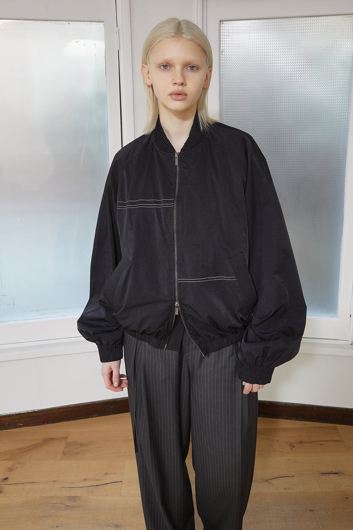 Matin Kim - Washed Volume Bomber Jumper (Black) product image 12 | TRAB K-Fashion Australia