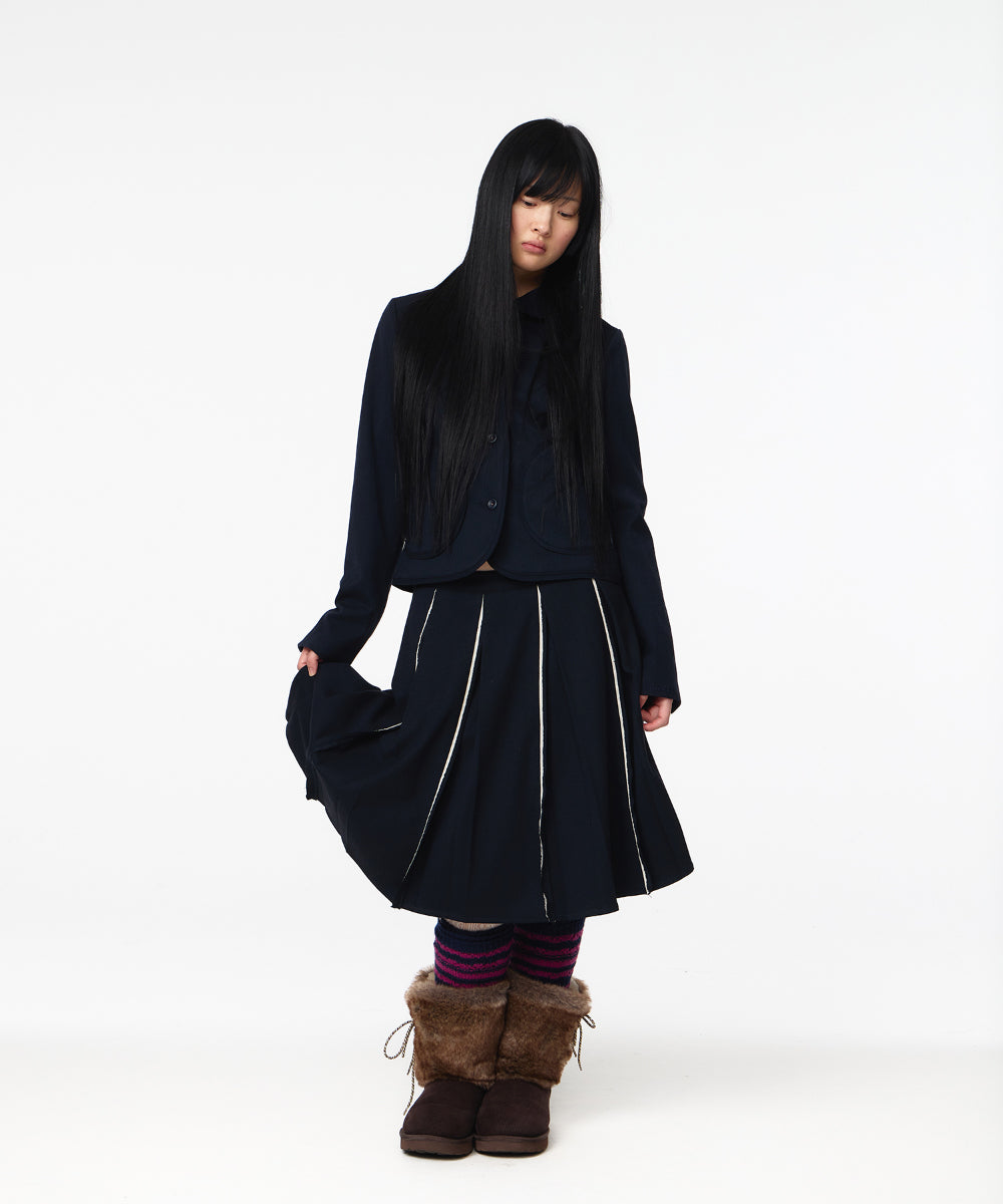 Coyseio - Rounded Raw Hem Jacket (Navy) product image 2 | TRAB K-Fashion Australia