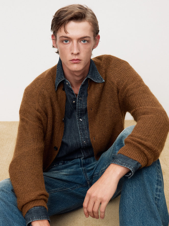 Tonywack - Wool And Mohair Ribbed Mesh Cardigan (Camel) product image 8 | TRAB K-Fashion Australia