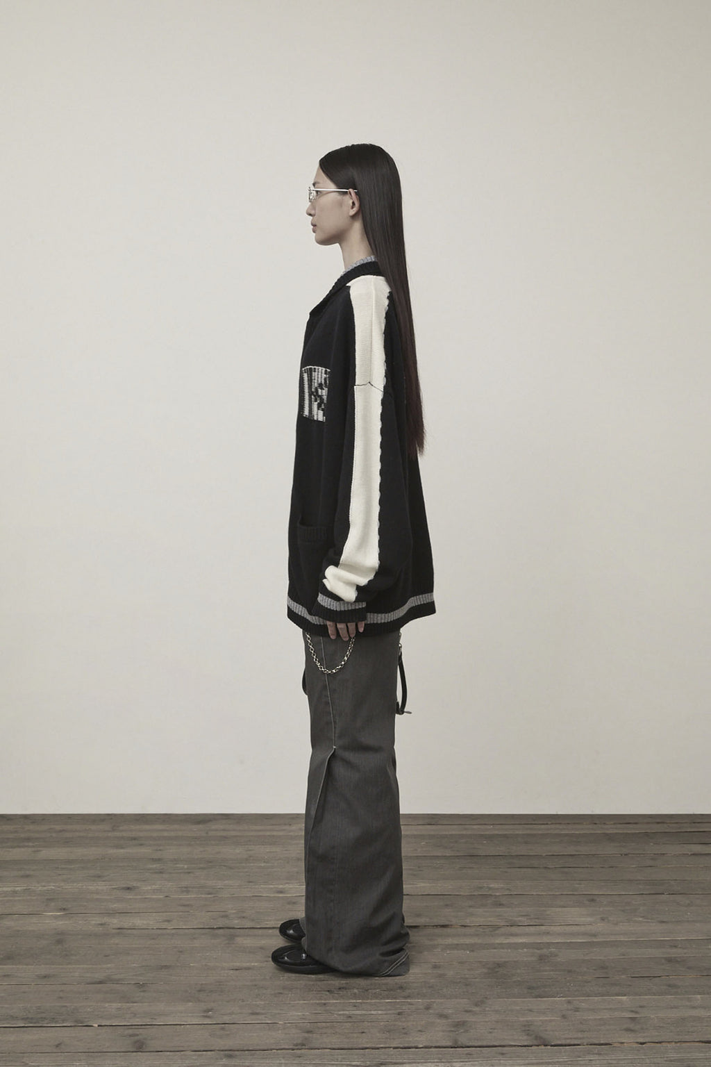 Matin Kim - Matin Kim Initial Knit Zip Up (Black) product image 6 | TRAB K-Fashion Australia