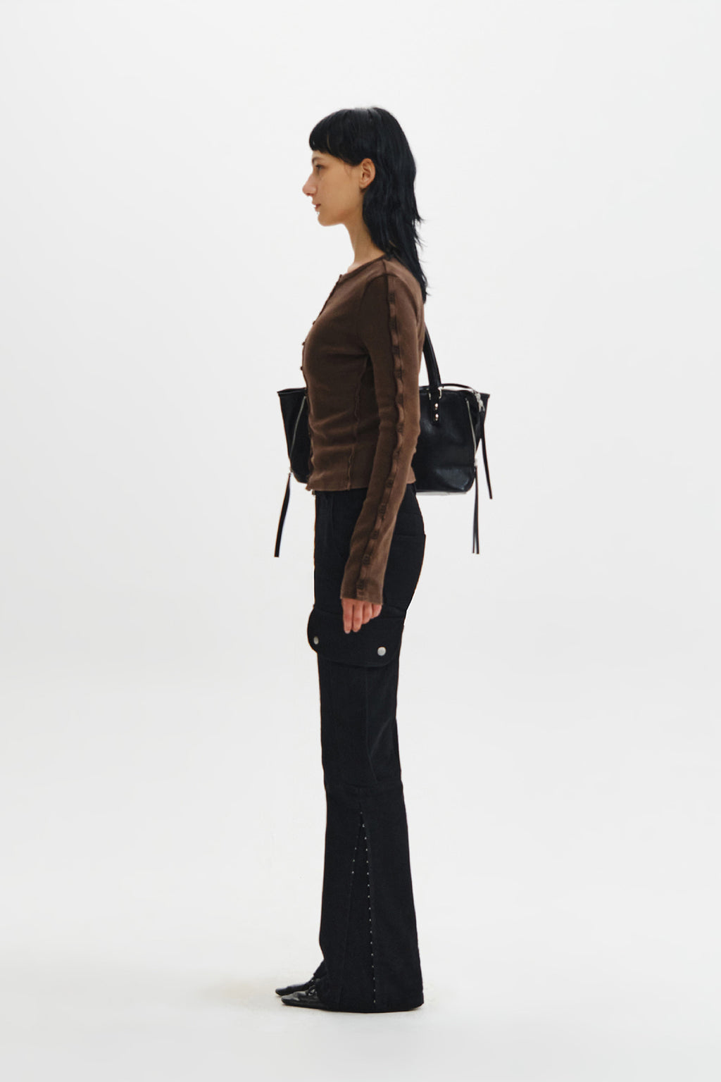 Matin Kim - Multi Hook Bootcut Cargo Pants (Black) product image 8 | TRAB K-Fashion Australia