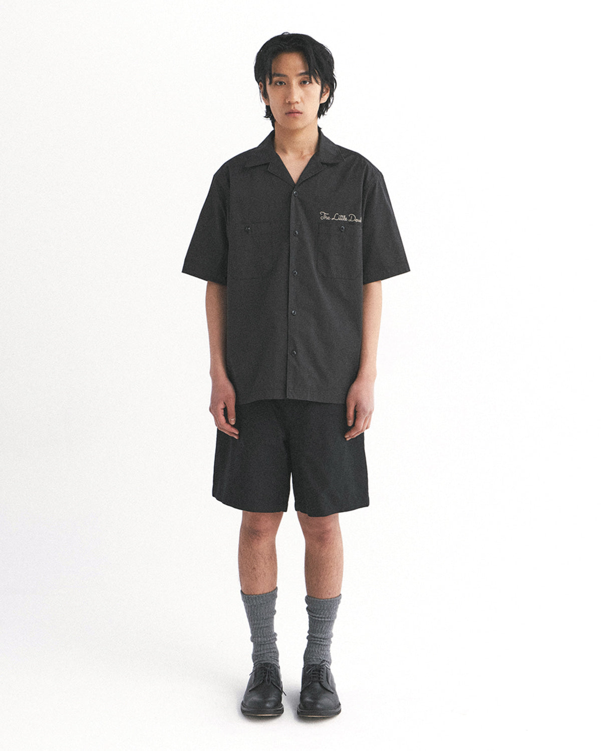 Eastlogue - Embroidered Work Half Shirts (Charcoal) product image 1 | TRAB K-Fashion Australia
