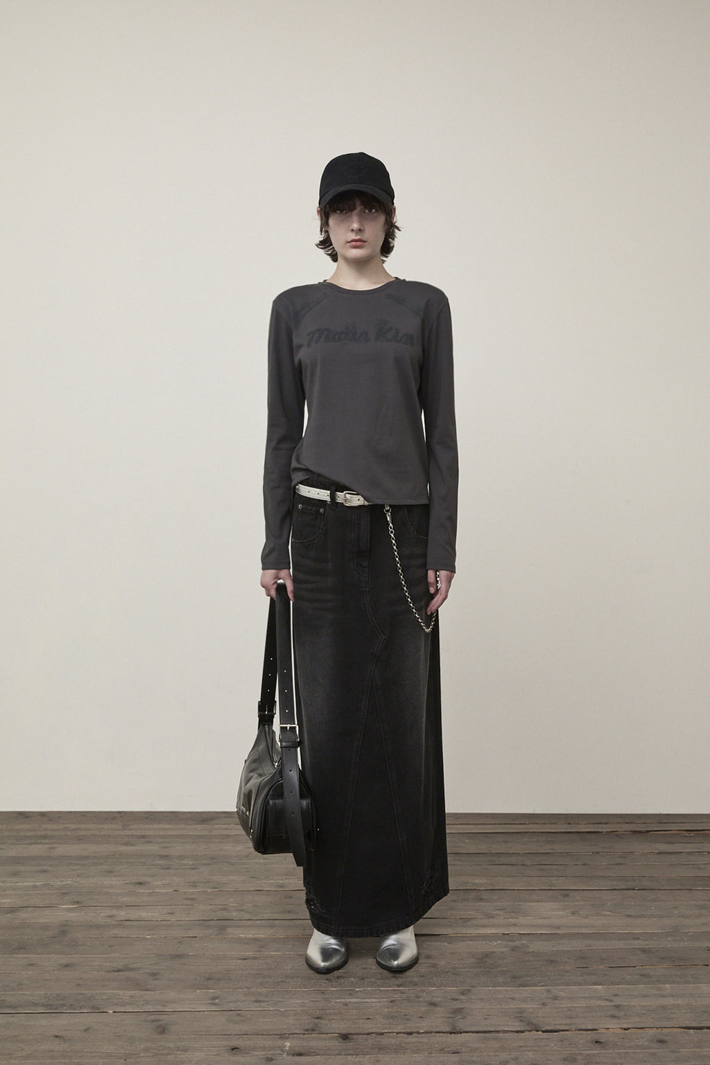 Matin Kim - Damage Point Long Denim Skirt (Black) product image 5 | TRAB K-Fashion Australia