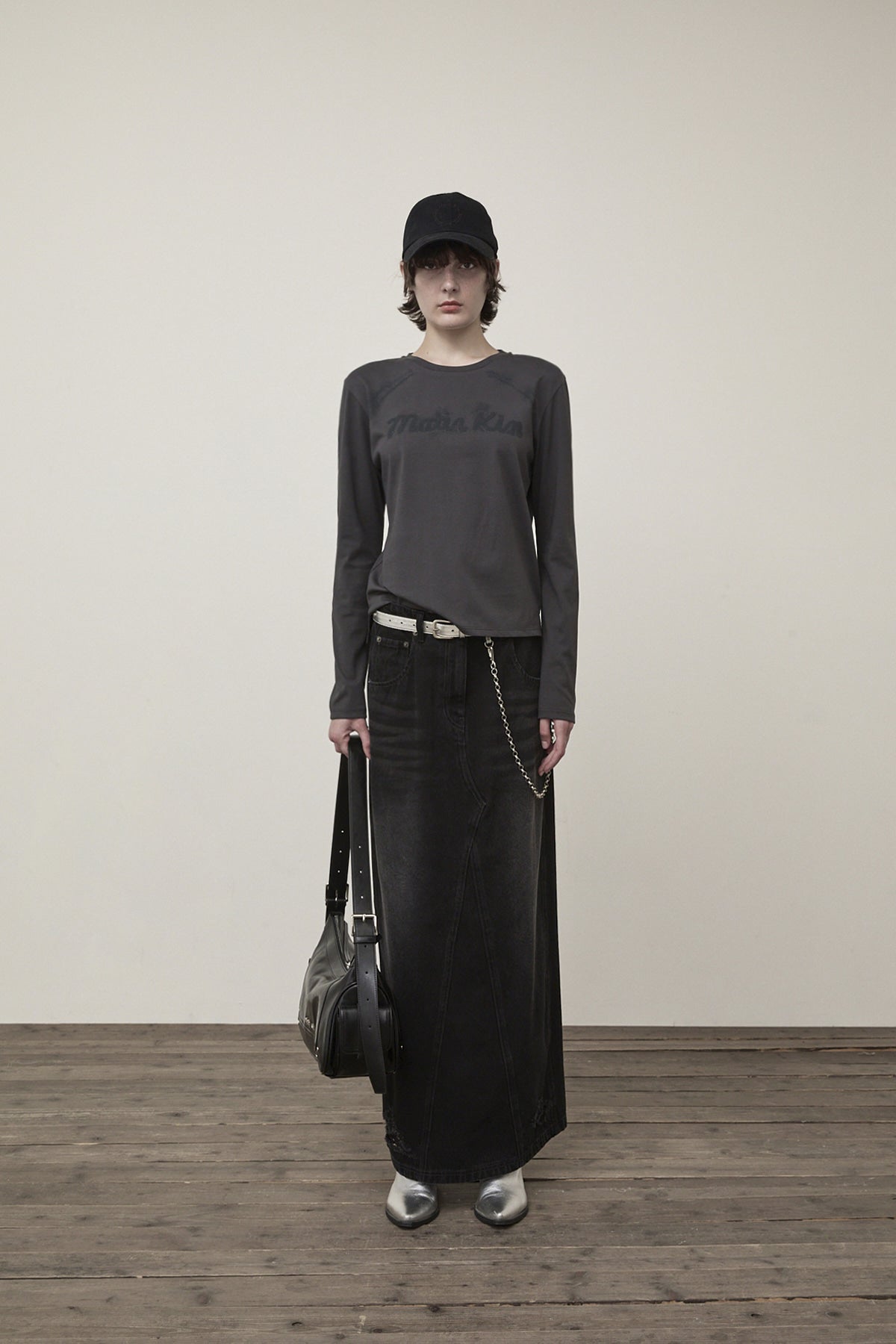 Matin Kim - Damage Point Long Denim Skirt (Black) product image 5 | TRAB K-Fashion Australia