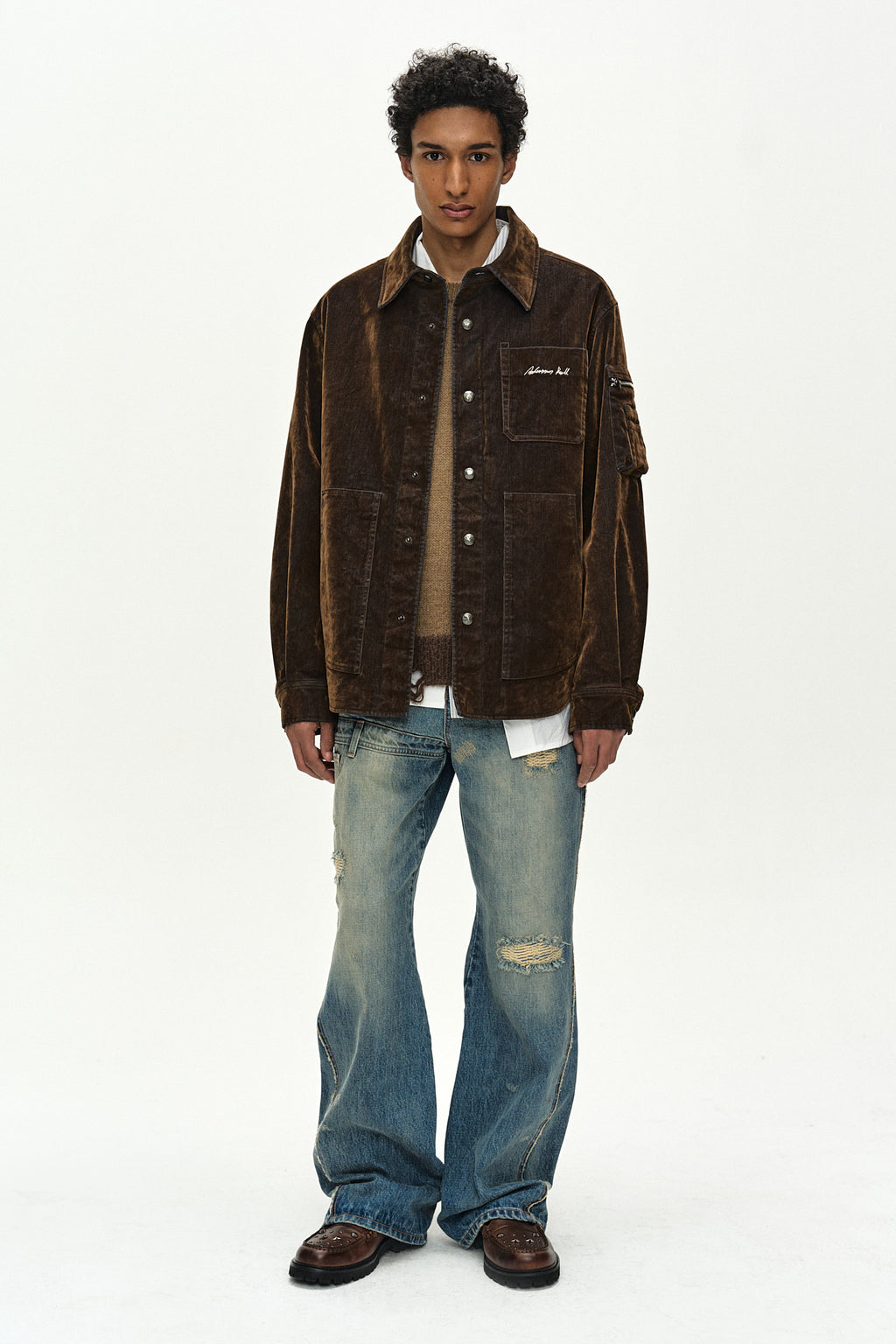 Andersson Bell - Unisex Re-Worked Embroidery Flare Jeans (Blue) product image 10 | TRAB K-Fashion Australia