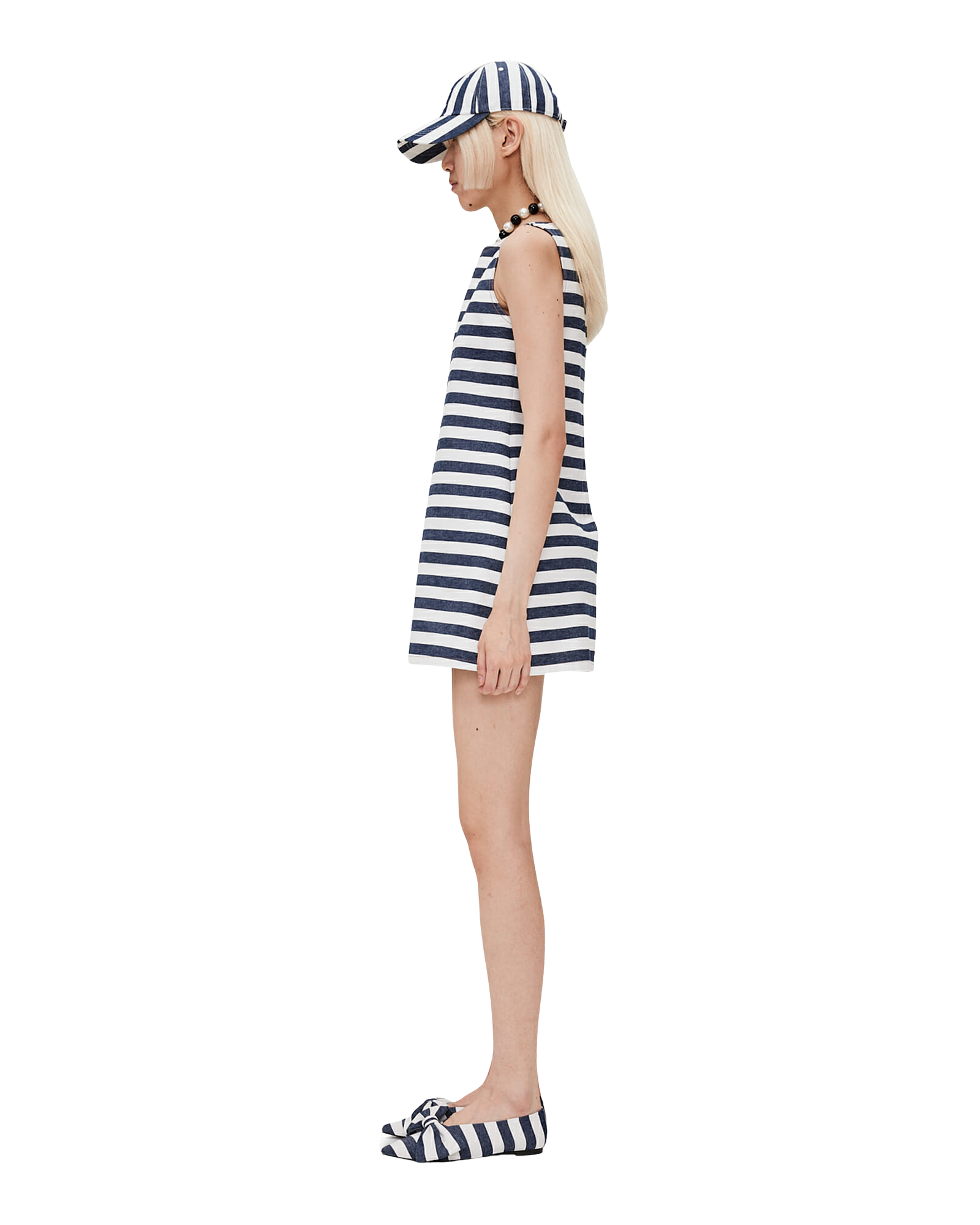 Kimhe Kim - Striped Sleeveless Denim Mini Dress (Navy) product image 3 | TRAB K-Fashion Australia