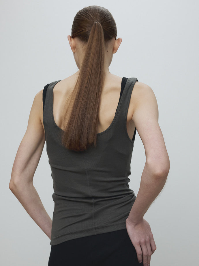 Tonywack - Tencel U-Neck Sleeveless (Olive Charcoal) product image 1 | TRAB K-Fashion Australia