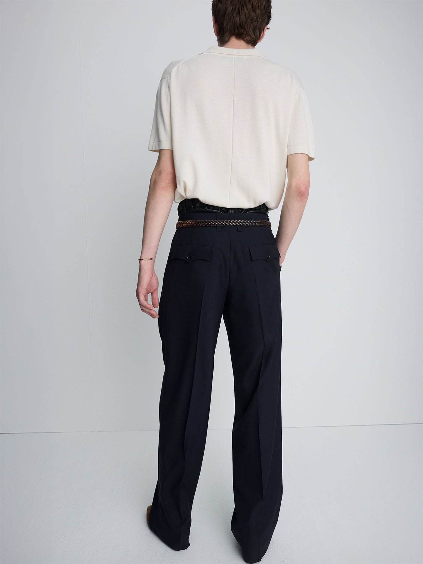 Tonywack - Tropical Wool Low-Rise Pleated Trousers (Navy) product image 9 | TRAB K-Fashion Australia