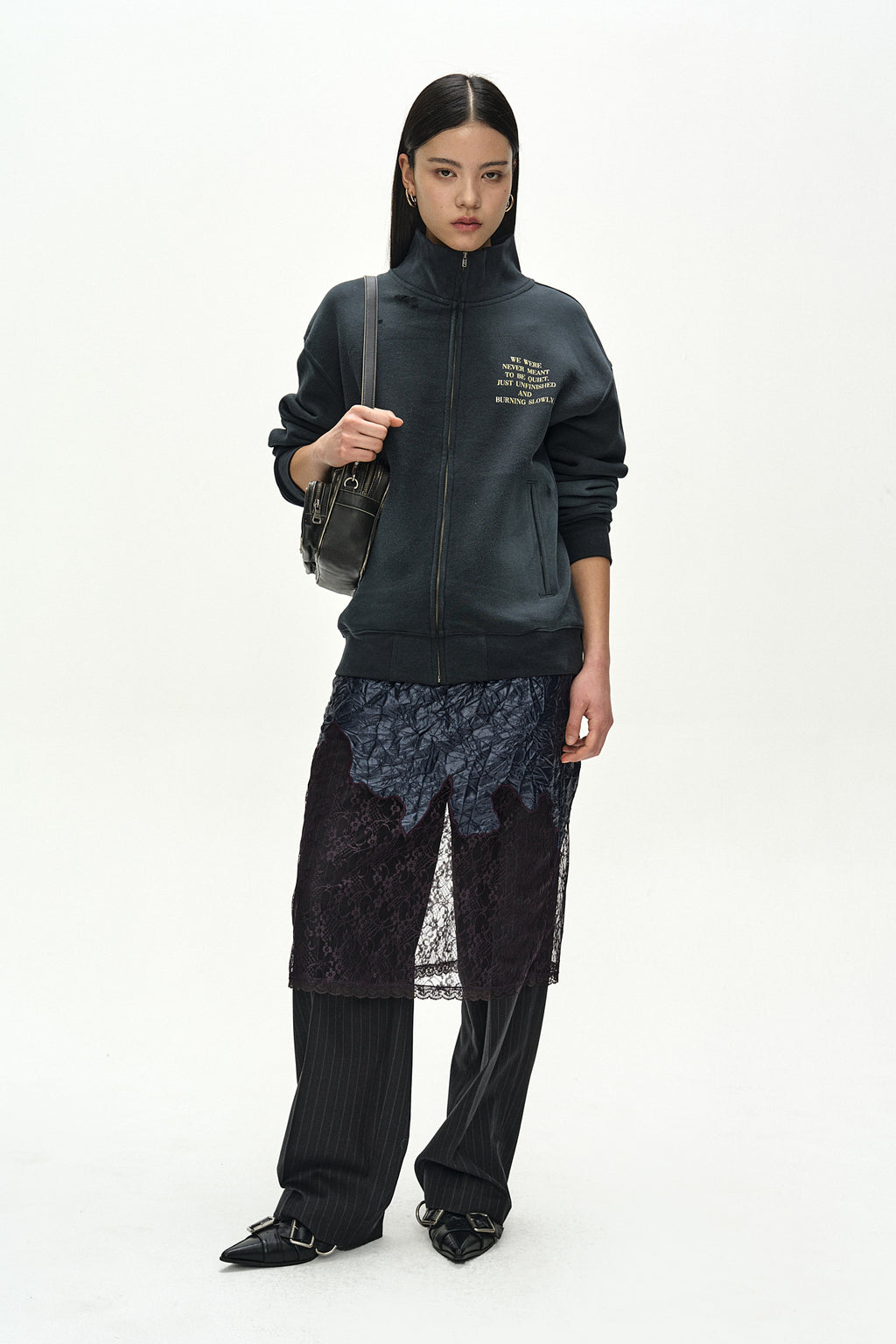 Andersson Bell - Frame 001 High-Neck Zip Up (charcoal) (Charcoal) product image 3 | TRAB K-Fashion Australia