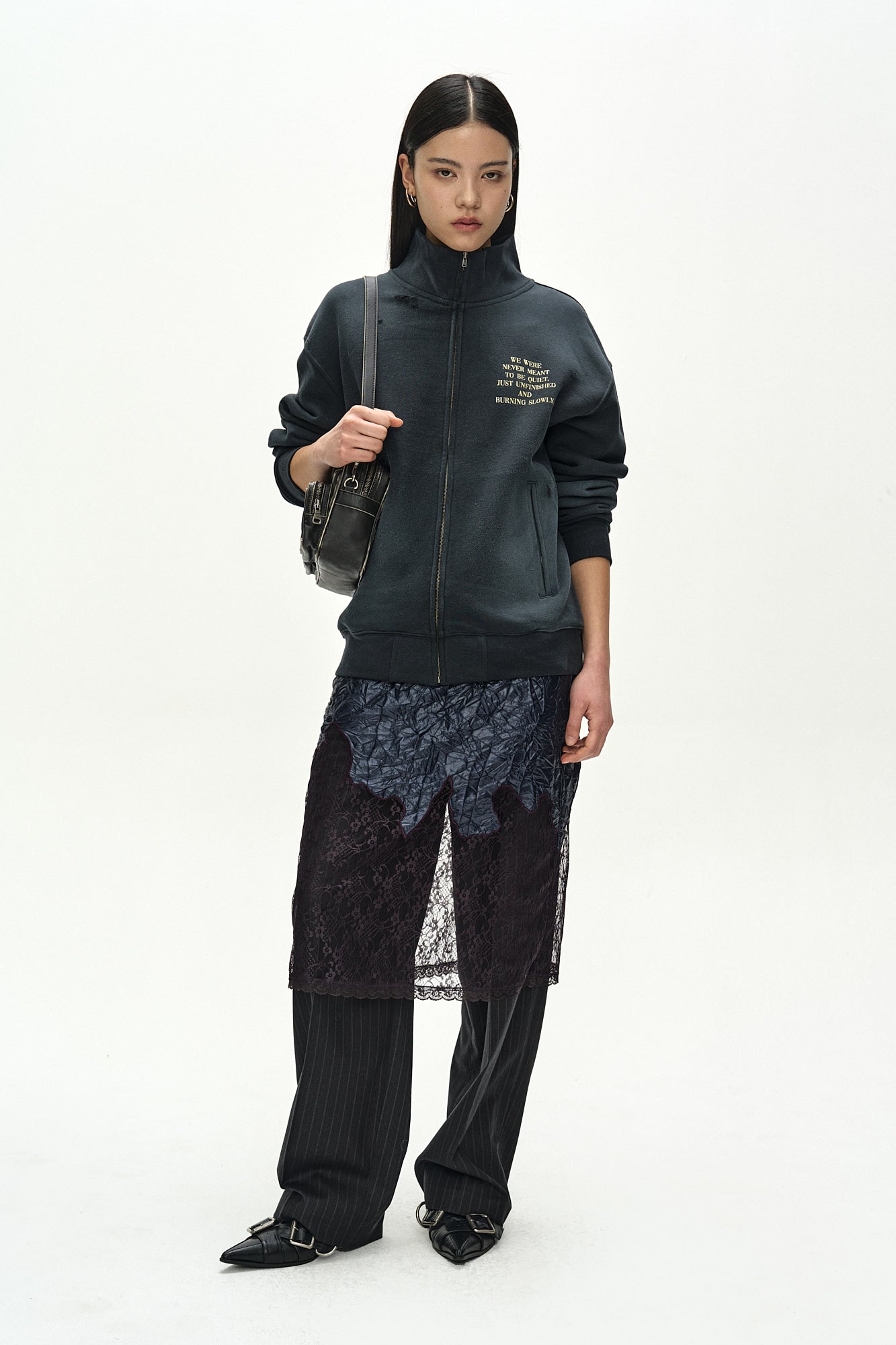 Andersson Bell - Frame 001 High-Neck Zip Up (charcoal) (Charcoal) product image 3 | TRAB K-Fashion Australia