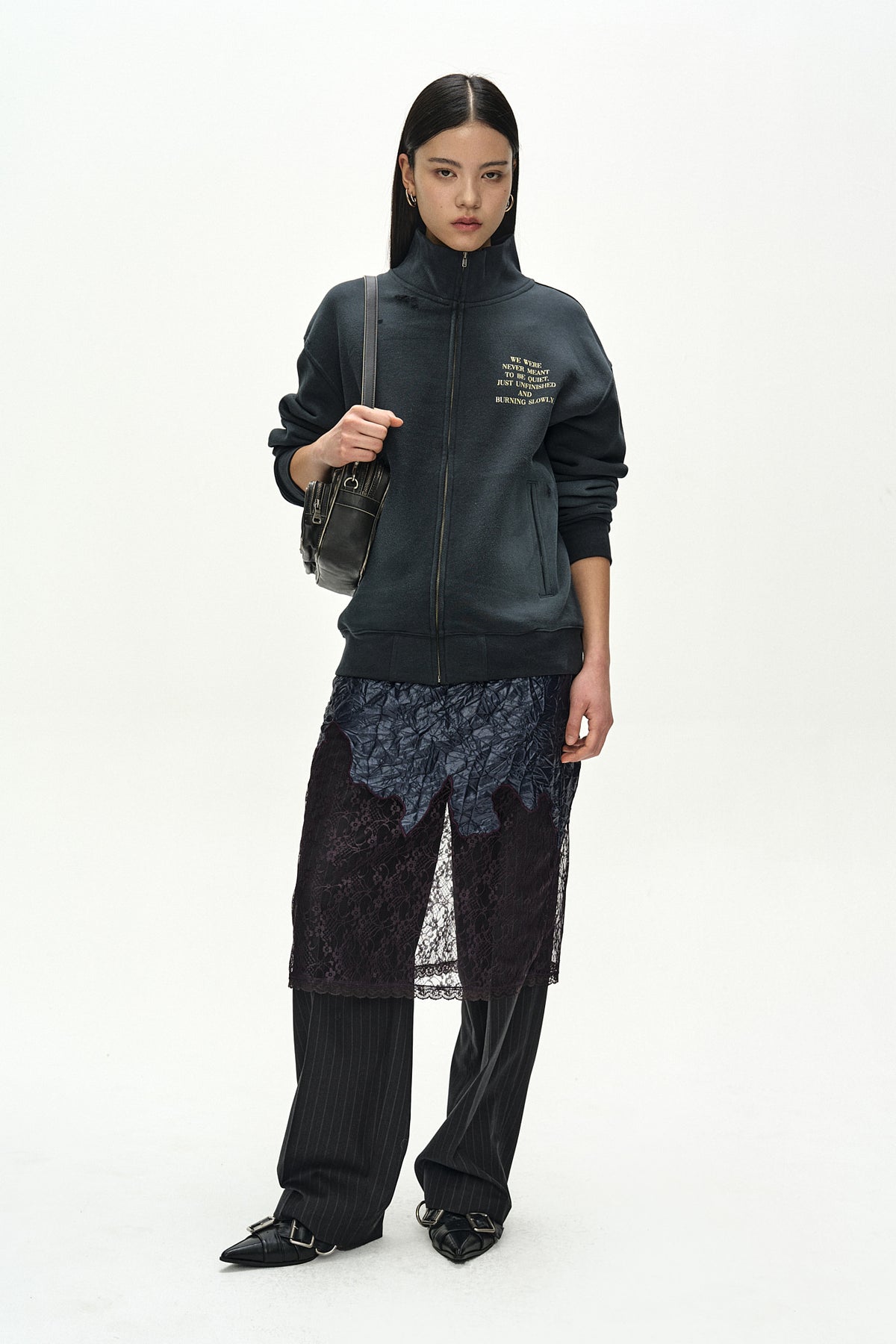 Andersson Bell - Frame 001 High-Neck Zip Up (Charcoal) product image 3 | TRAB K-Fashion Australia