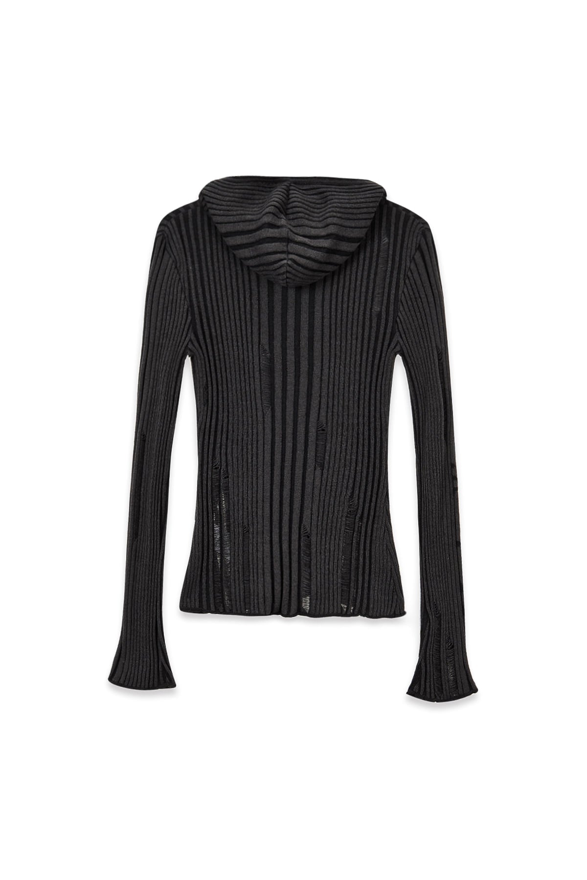 Matin Kim - Logo Point Damage Slim Hoody Cardigan (Charcoal) product image 2 | TRAB K-Fashion Australia