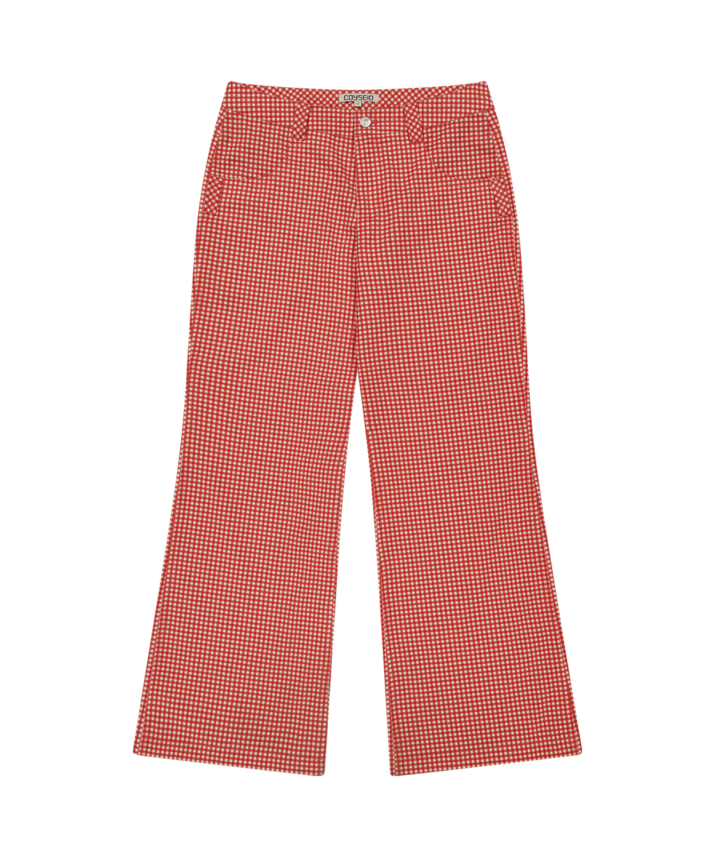 Coyseio - Coyseio X Blythe Check Boot Cut Pants (Red) product image 1 | TRAB K-Fashion Australia
