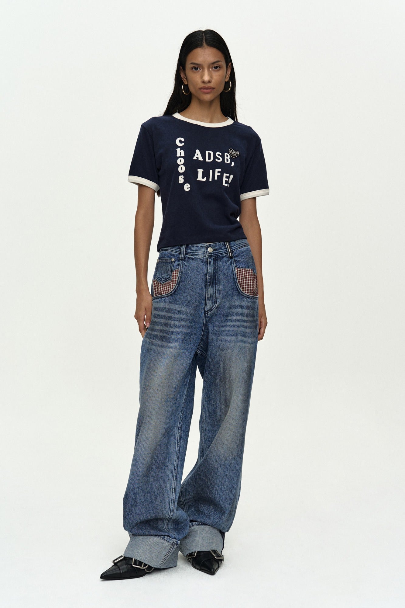 Andersson Bell - Oil Washed Rolled Up Jeans (Blue) product image 1 | TRAB K-Fashion Australia